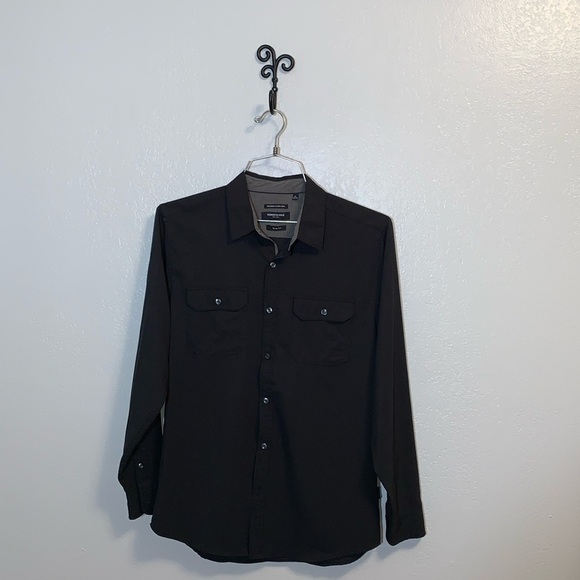 3/$25 Kenneth Cole Black Dress Shirt,  Slim Fit, Large - Picture 1 of 15